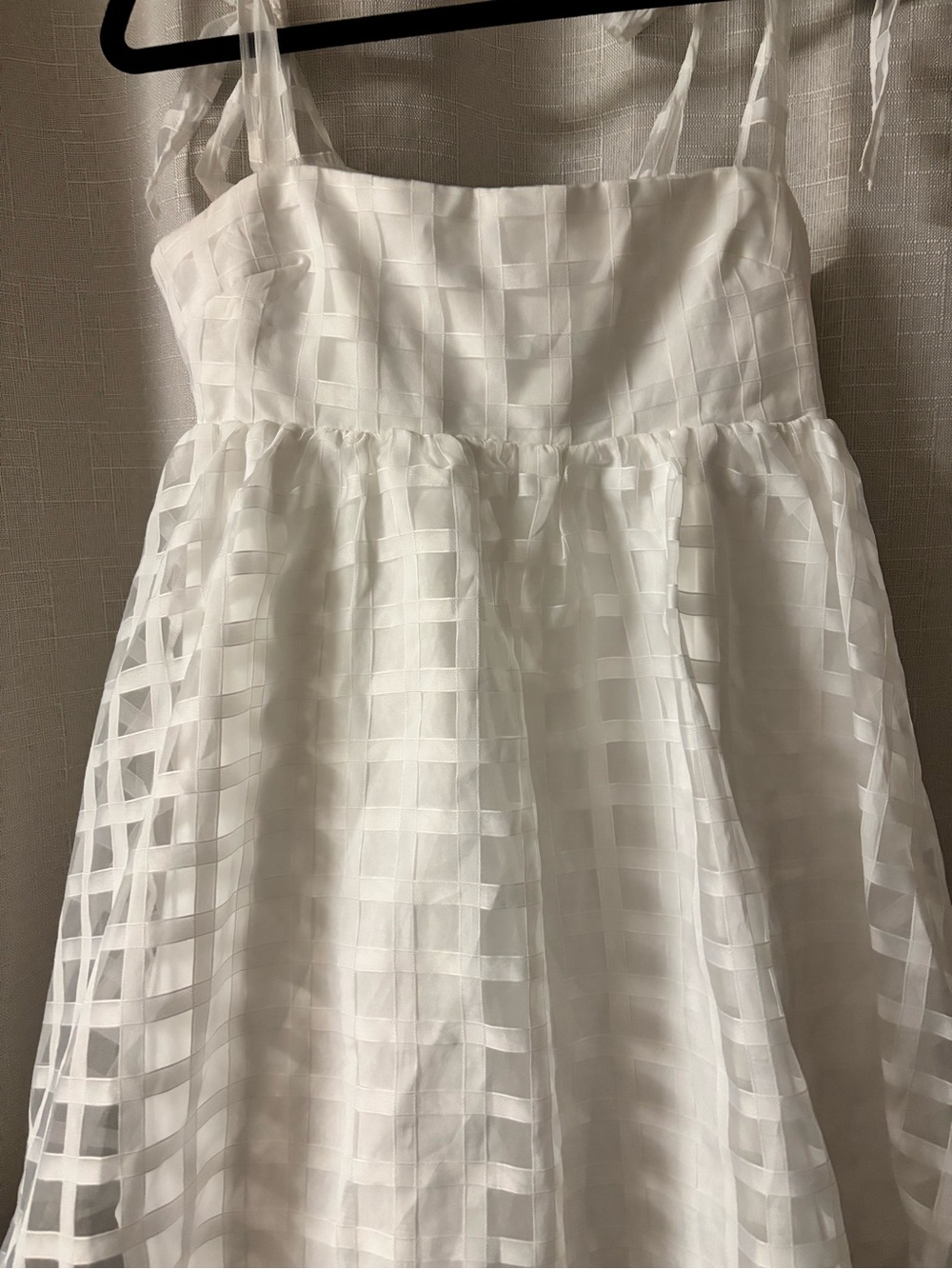 Amanda Uprichard Russo White Checkered Baby Doll Mini Dress - Picture 4 of 11